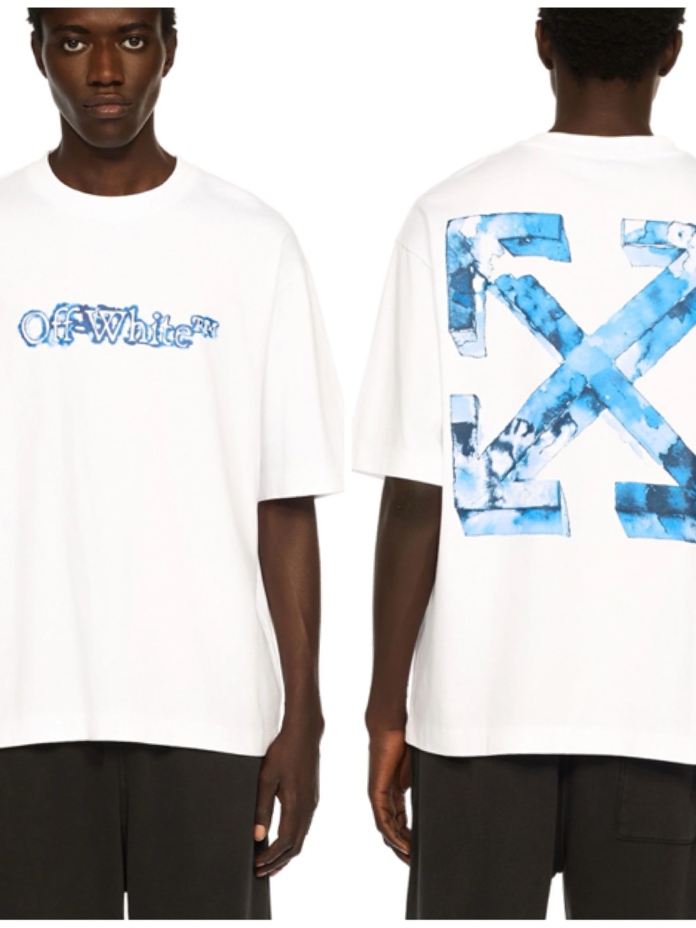 Off-White c/o Virgil Abloh White Tee with Teal Logo Small